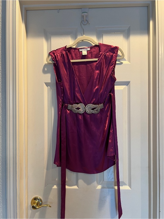 Charlotte Russe Tops - Vibrant Satin Magenta Wrap Top with Rhinestone Buckle